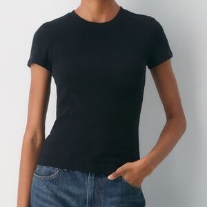 Aritzia TNA Black Short Sleeve Tee HomeStretch™ Rib Tune T-Shirt